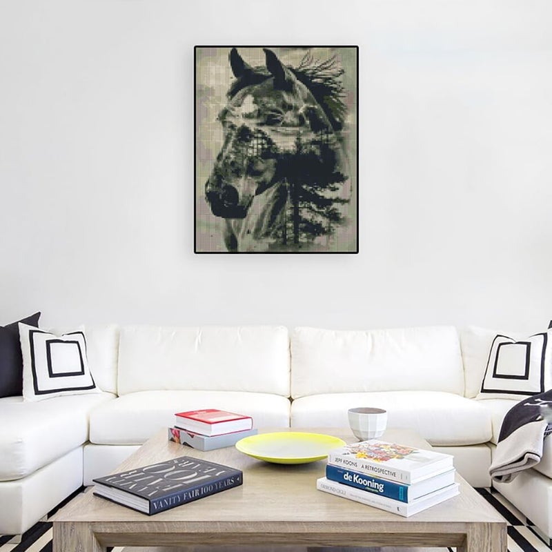 Eterkosu Horse Forest Stamped Cross Stitch Kits for Beginner, DIY Needlepoint Counted Cross Stitch Embroidery Kits for Adults 11CT Dimensions Counted Cross Stitch Patterns Arts Craft Kits - Image 3